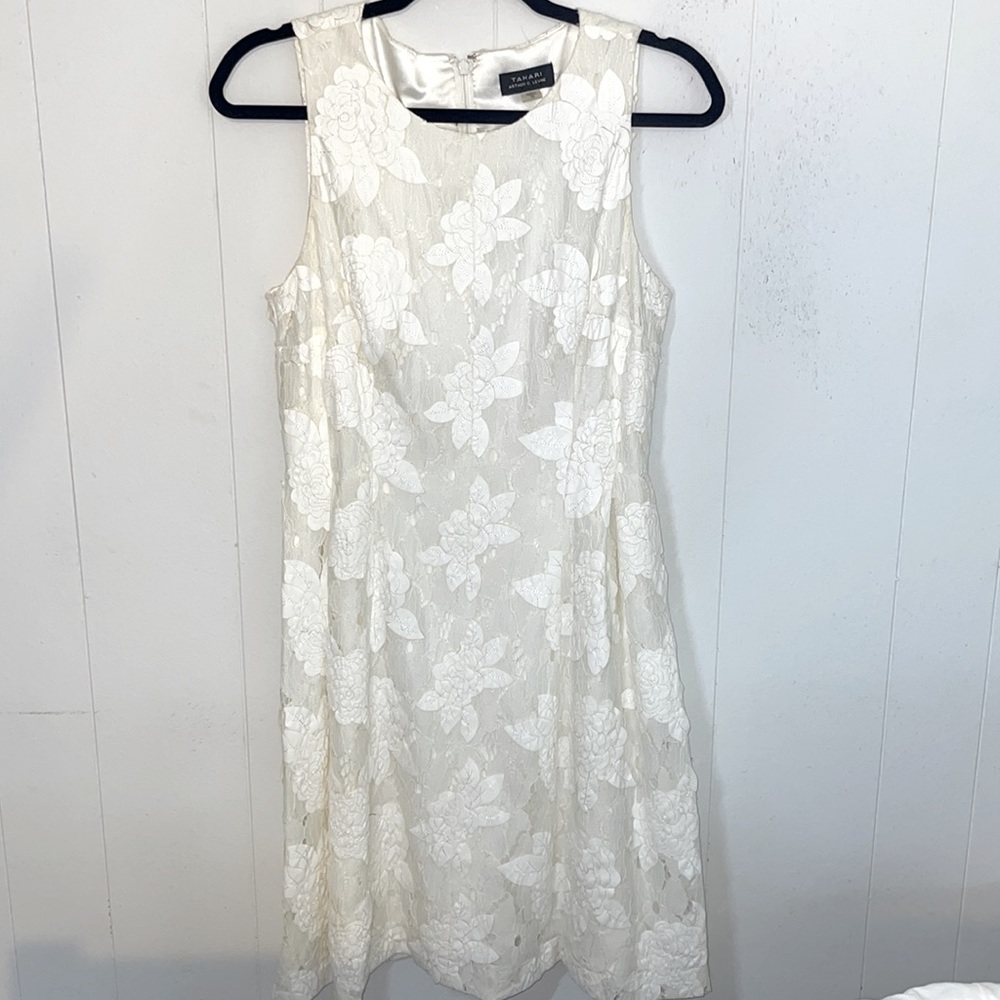 Tahari Arthur S. Levine Floral Cut-out Sleeveless Fit and Flare Dress